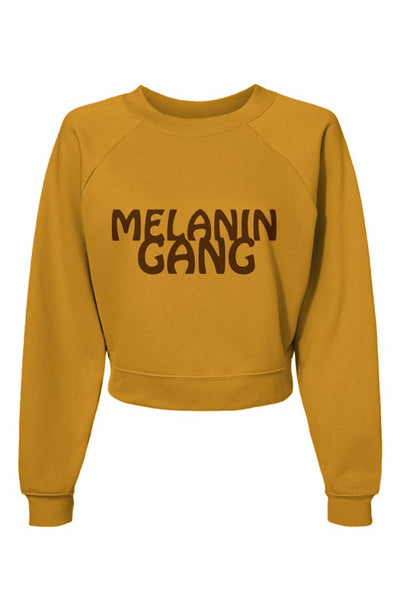 Womens Melanin Gang Raglan Pullover Fleece Sweatshirt